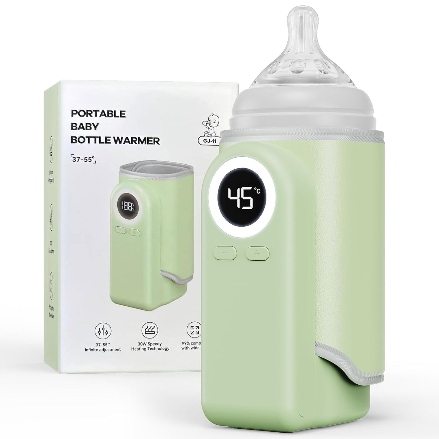 Portable Bottle Warmer for Travel, Precise Temperature Milk Warmer, 10000mAh Long Battery Life USB-C Fast Charging for Breast Milk/Formula Milk Warming, Fit Car, Airplane & On The Go Bottle Warmer