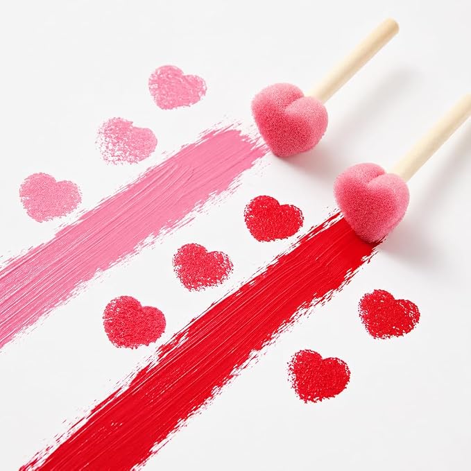 Heart-Shaped Sponge Paint Brush Set