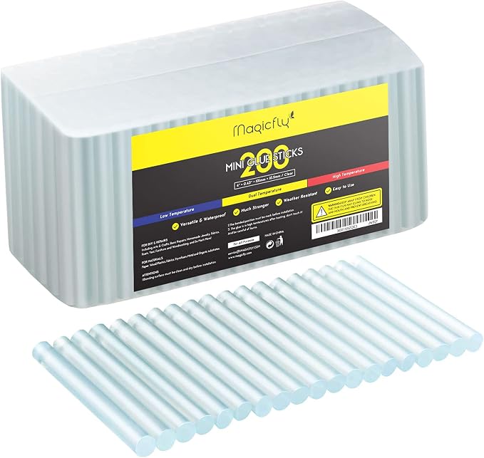 200-Pack Full Size Hot Glue Sticks, Magicfly 4 Inch Long X 0.43 Inch Diameter