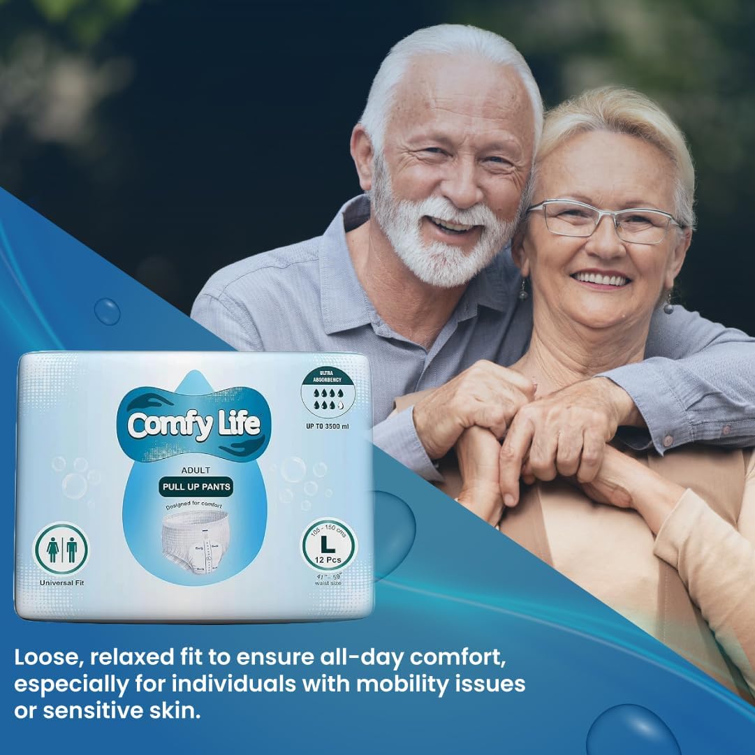 Comfy Life Premium Adult Diaper Incontinence Pull Up Pants – High Absorbency Adult Diapers for Women & Men - Adult Pull Up Nappy Pants for Comfort & Protection - Large Pack of 12 Pants