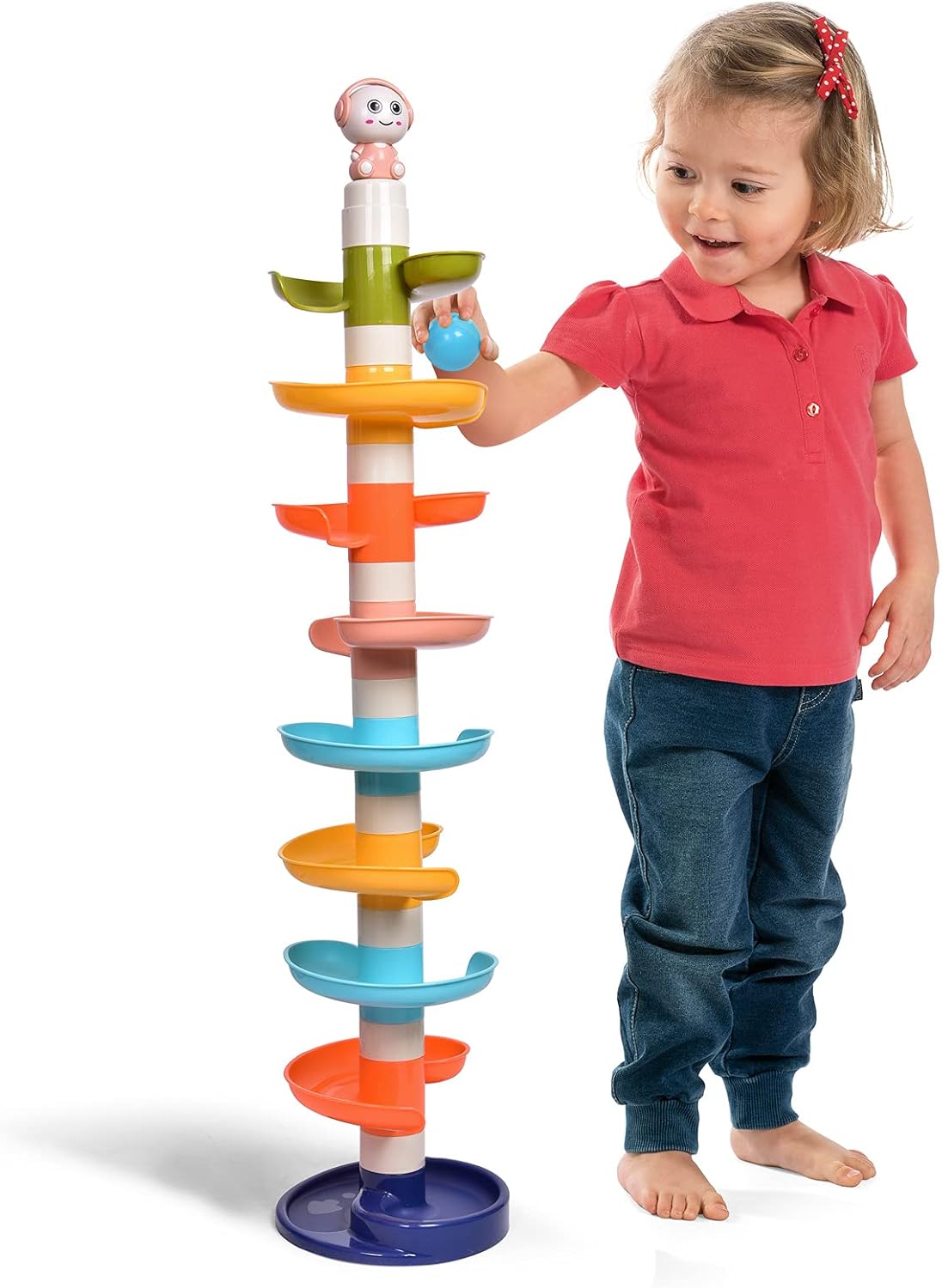 FUN LITTLE TOYS Ball Drop Toys for Toddler 1-3, 9 Layer Roll Swirling Ball Tower with 3 Balls, Ball Run Ramp for Baby Learning Development Educational Activities Toy Birthday Gift
