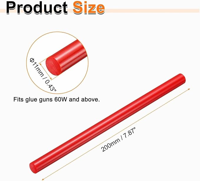 HARFINGTON 10pcs Hot Glue Sticks 0.43" Dia x 7.87" Long EVA Mini Hot Melt