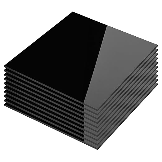 KAITELA Pack of 10 Black Acrylic Sheet 12" x 12" Cast Plexiglass Square 1/8"