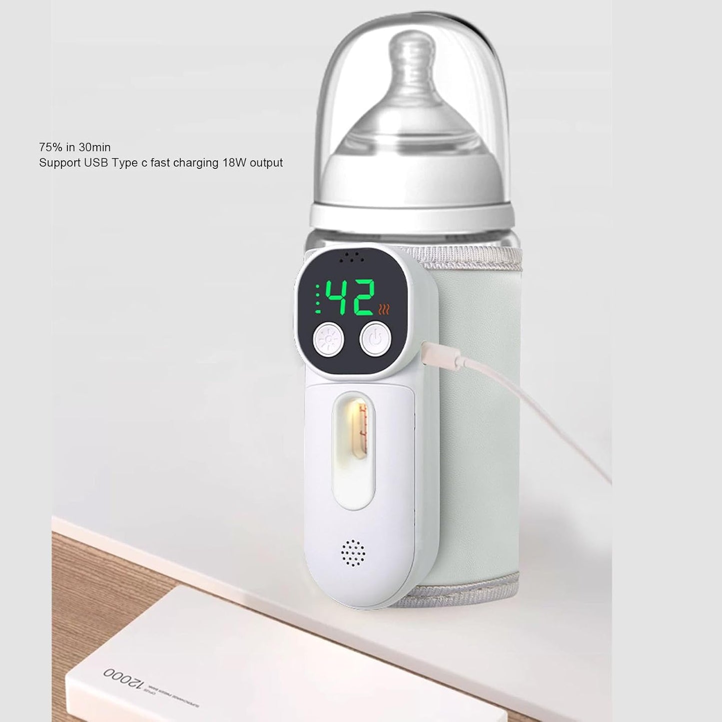 Luqeeg Bottle Warmer, Fast Infant Milk Warmer with LED Display Accurate Temp Control Defrosting Sterili Zing Temperature Sensors for Breastmilk Home Outdoor Travel All Bottles