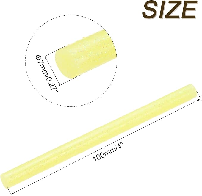 uxcell Mini Hot Glue Sticks for Glue Gun 7mm x 100mm Glitter Light Yellow 12pcs