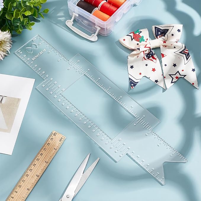 BENECREAT Cheer Bow Template Ruler, 13.8x3.8inch Large Acrylic Template Rulers