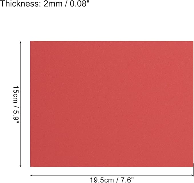 MECCANIXITY EVA Foam Sheets Red 7.6 Inch x 5.9 Inch 2mm Thickness