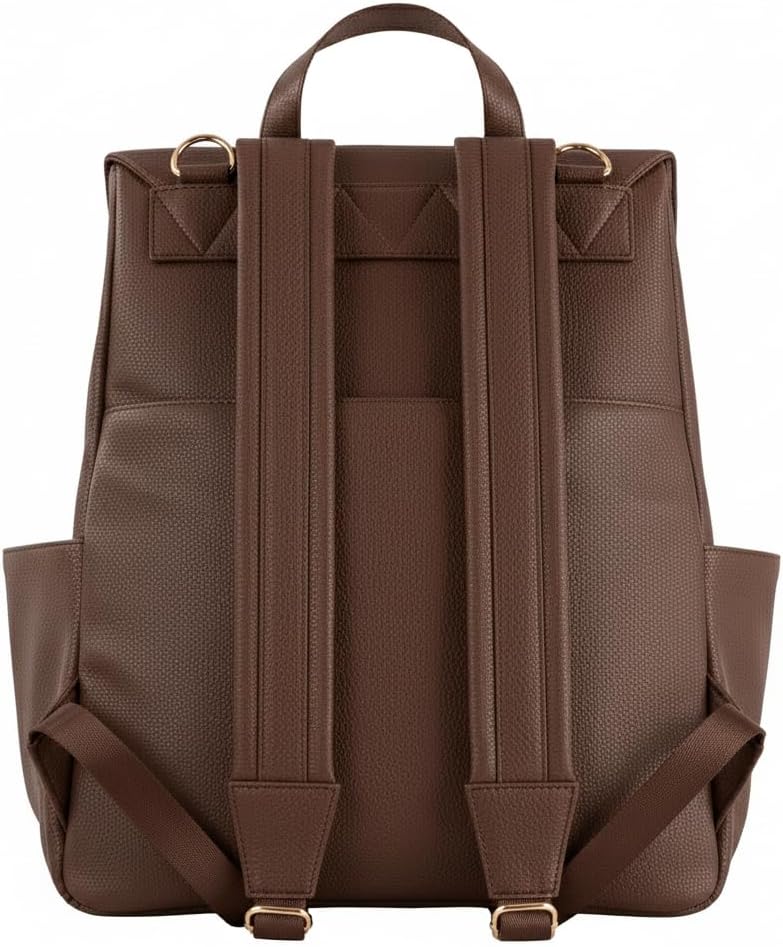 Vegan Leather Baby Backpack, with Front Zip Pocket (Chocolate)