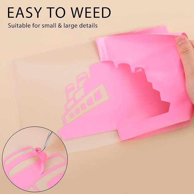 RENLITONG Pink Iron on Vinyl 12Inch by 50ft Roll Heat Transfer Vinyl