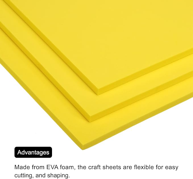 MECCANIXITY EVA Foam Sheets Yellow 9.8 Inch x 9.8 Inch 7mm Thick Crafts Foam