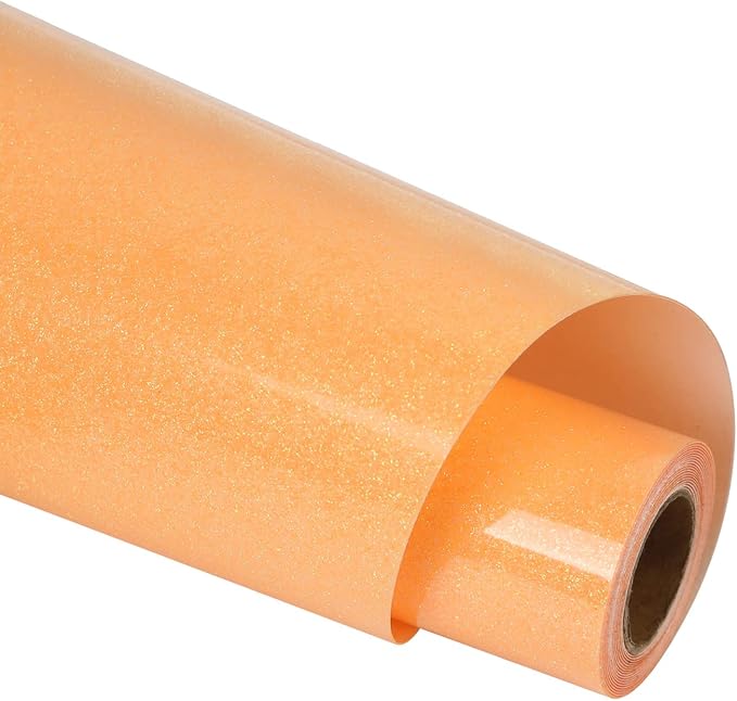 guangyintong Heat Transfer Vinyl Glow Glitter Orange Yellow HTV Rolls, Glitter