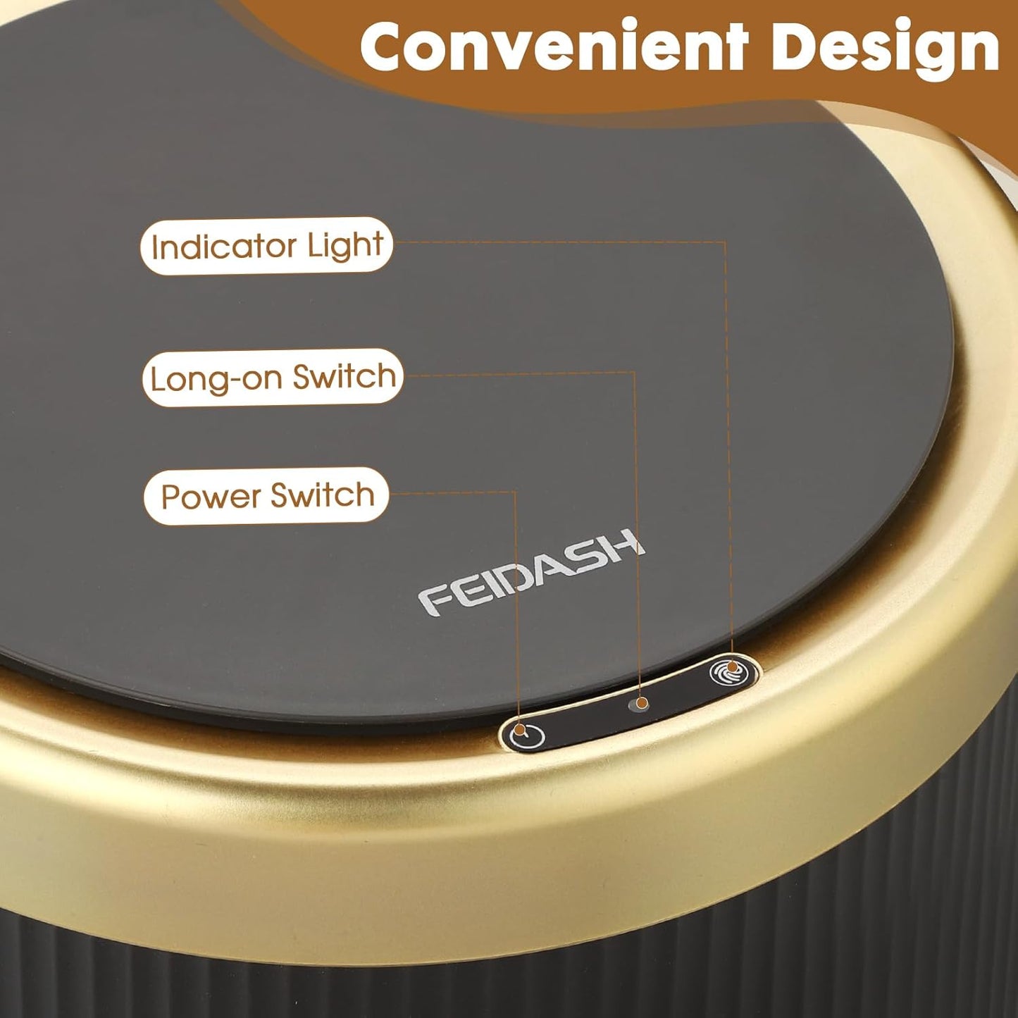 Automatic Bathroom Trash Cans Touchless, 3.7 Gallon Modern Motion Sensor Trash Can with Lid,Diaper Trash Bin,Plastic Smart Garbage Can Suitable for Toilet, Bedroom, Office, Kitchen -Dark Gray
