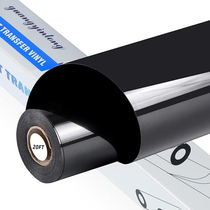 guangyintong Heat Transfer Vinyl Black HTV Rolls, Glossy Surface HTV Vinyl