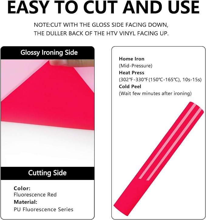 FUNKAKA Neon Red Heat Transfer Vinyl HTV Rolls
