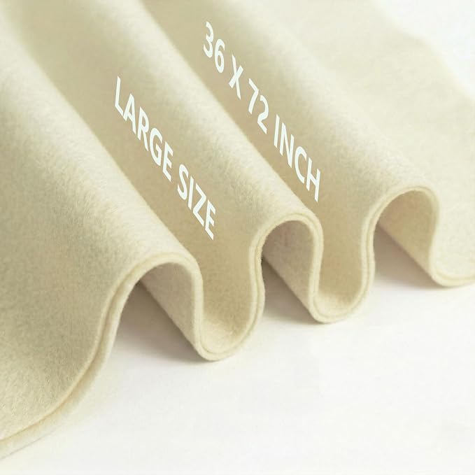 Ivory Felt Fabric 36" x 72" 1.6mm Thick Large Craft Sheet | Soft, Flexible Felt