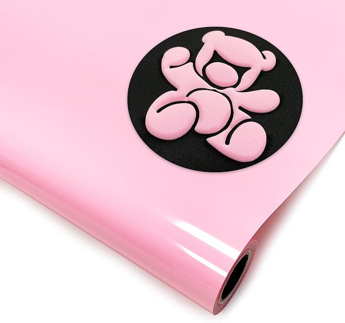 DUEUIOE Light Pink Puff Vinyl Heat Transfer 12Inch x 6Ft, Puff Htv