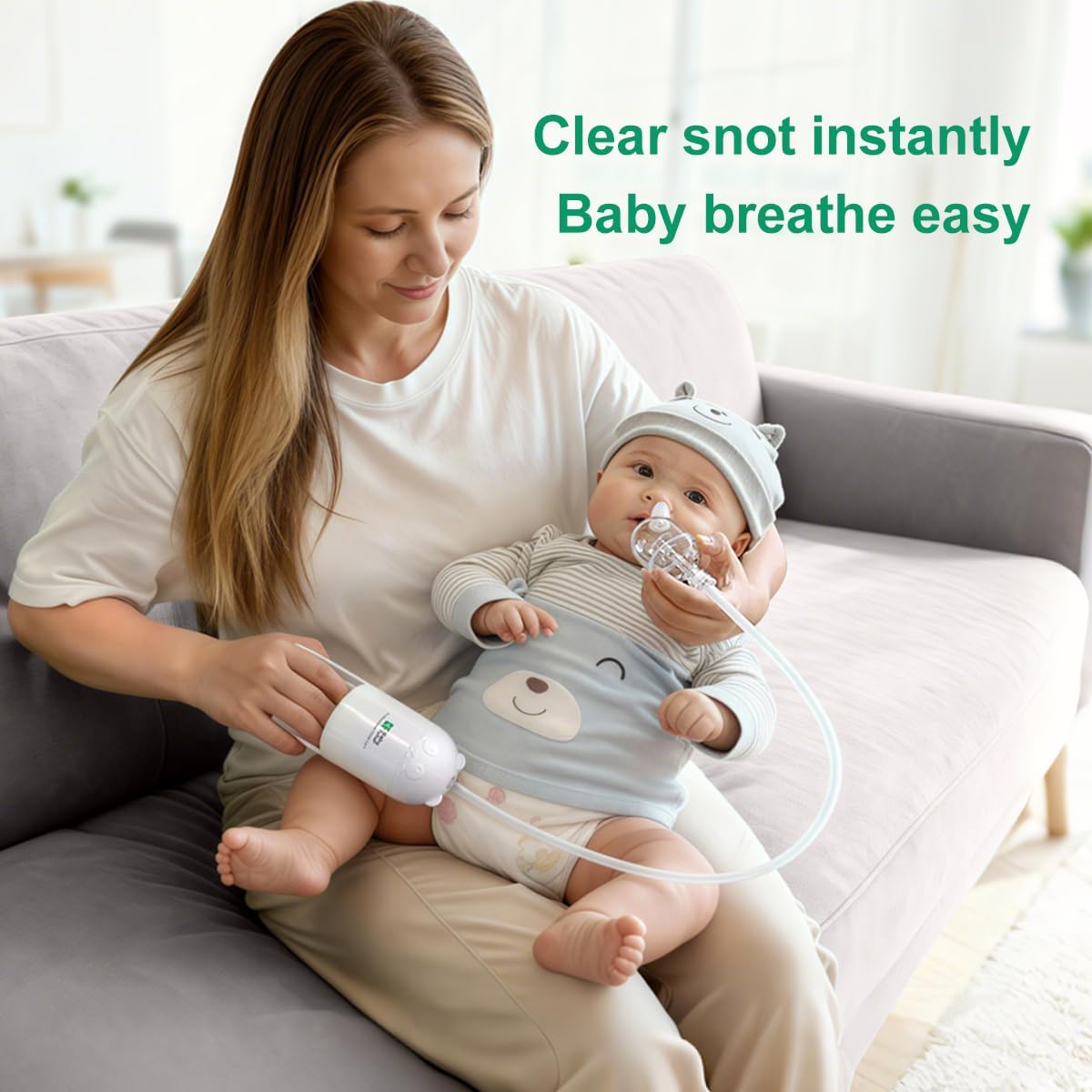 Nasal Aspirator for Baby – Manual Push-Pull Control, Quiet Strong Suction, No Battery Needed – Gentle & Hygienic Nose Sucker with Storage Box & Booger Clip