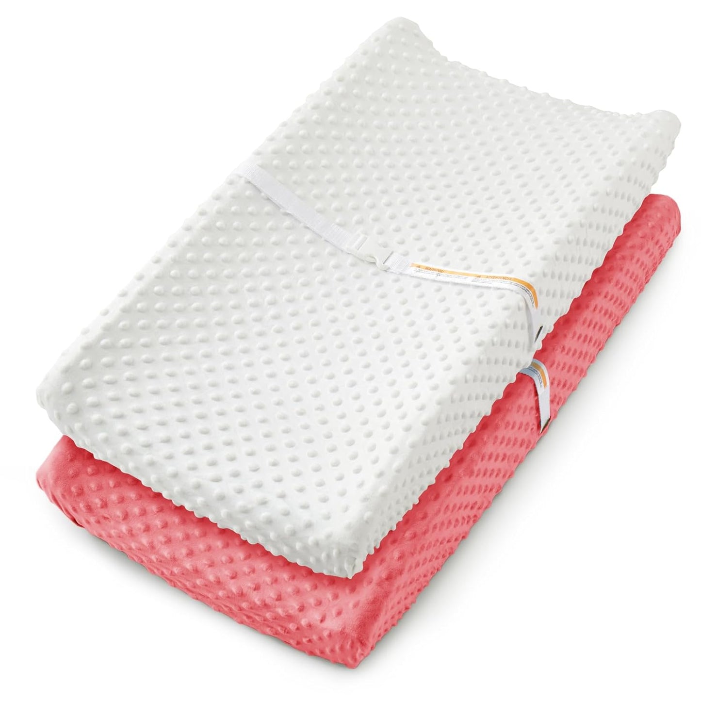 Homiest 2 Pack Changing Pad Cover, White + Pink Changing Table Sheets, Ultra Soft Fleece Minky Dot Fabric, Breathable Comfortable Diaper Pad Cover for Girls and Boys, Machine Washable