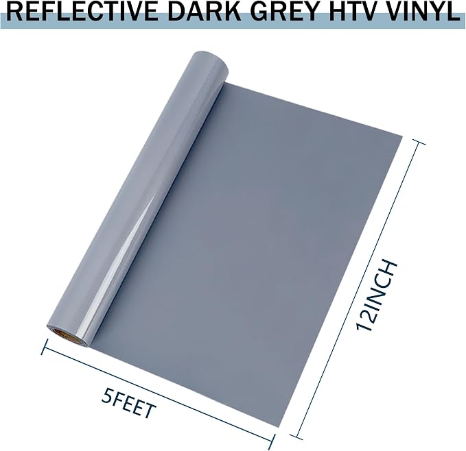 HTVVETUR Reflective Heat Transfer Vinyl Roll 12 Inch by 5 Feet Iron on DIY