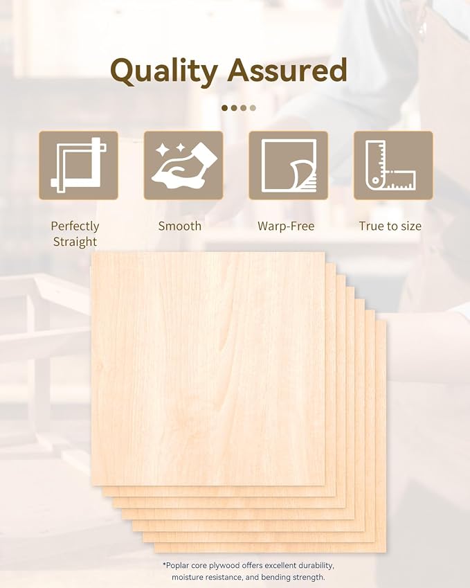 24 Pack Basswood Sheets for Crafts-12 x 12 x 1/8 Inch- 3mm Thick Plywood Sheets