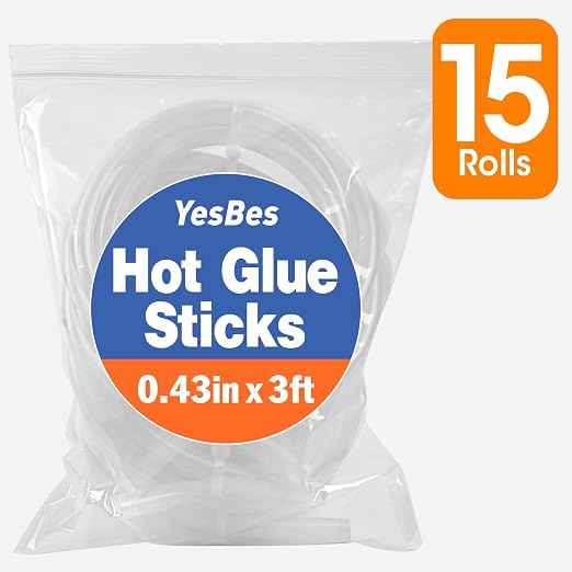 15 Rolls Hot Glue Sticks, Each Full Size 3 FT Long x 0.43" Diameter Glue Sticks