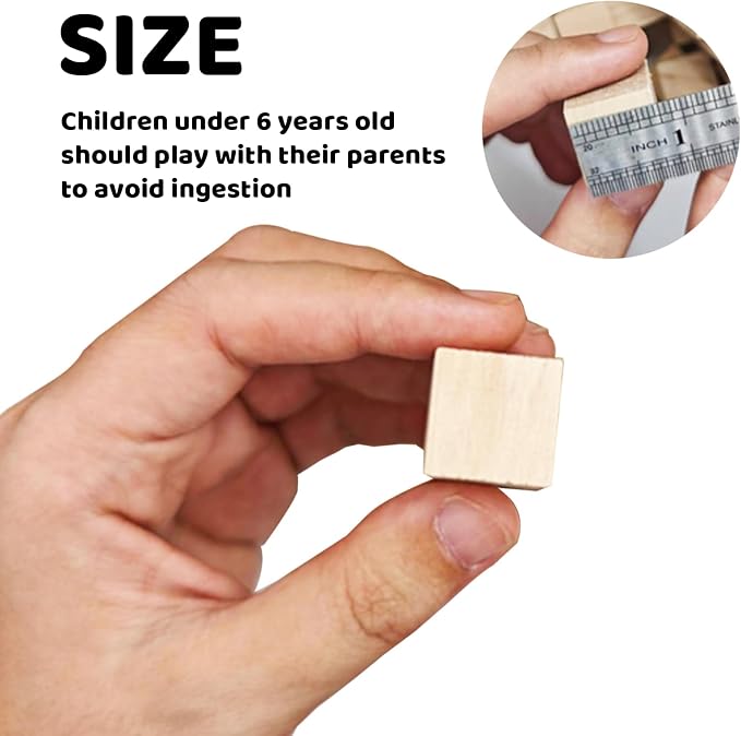 MUXGOA Wooden Cubes, 3/4inch Wood Square Blocks