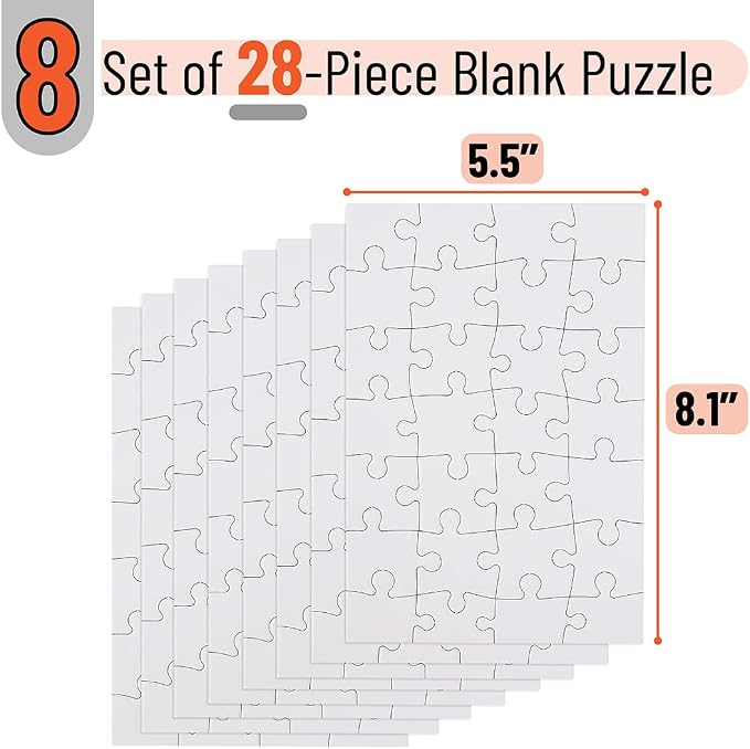 Mr. Pen- Blank Puzzle, 8 Pack, 28 Pieces/Pack, 5.5" x 8.1" | Blank Puzzles to