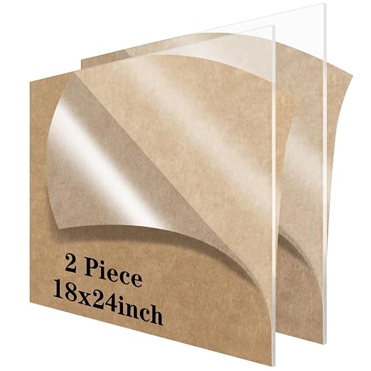 Lesnlok 18 x 24 Acrylic Sheet 1/8 inch Thick 2 Pieces 3mm Clear Plexiglass Sheet