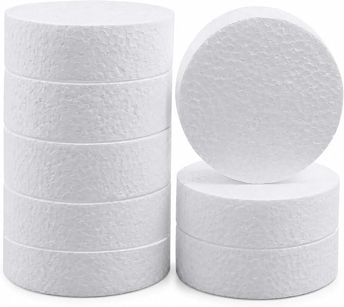 8 Pcs 3 Inch Foam Circles for Crafts, 1 Inch Thick White Polystyrene Round Foam