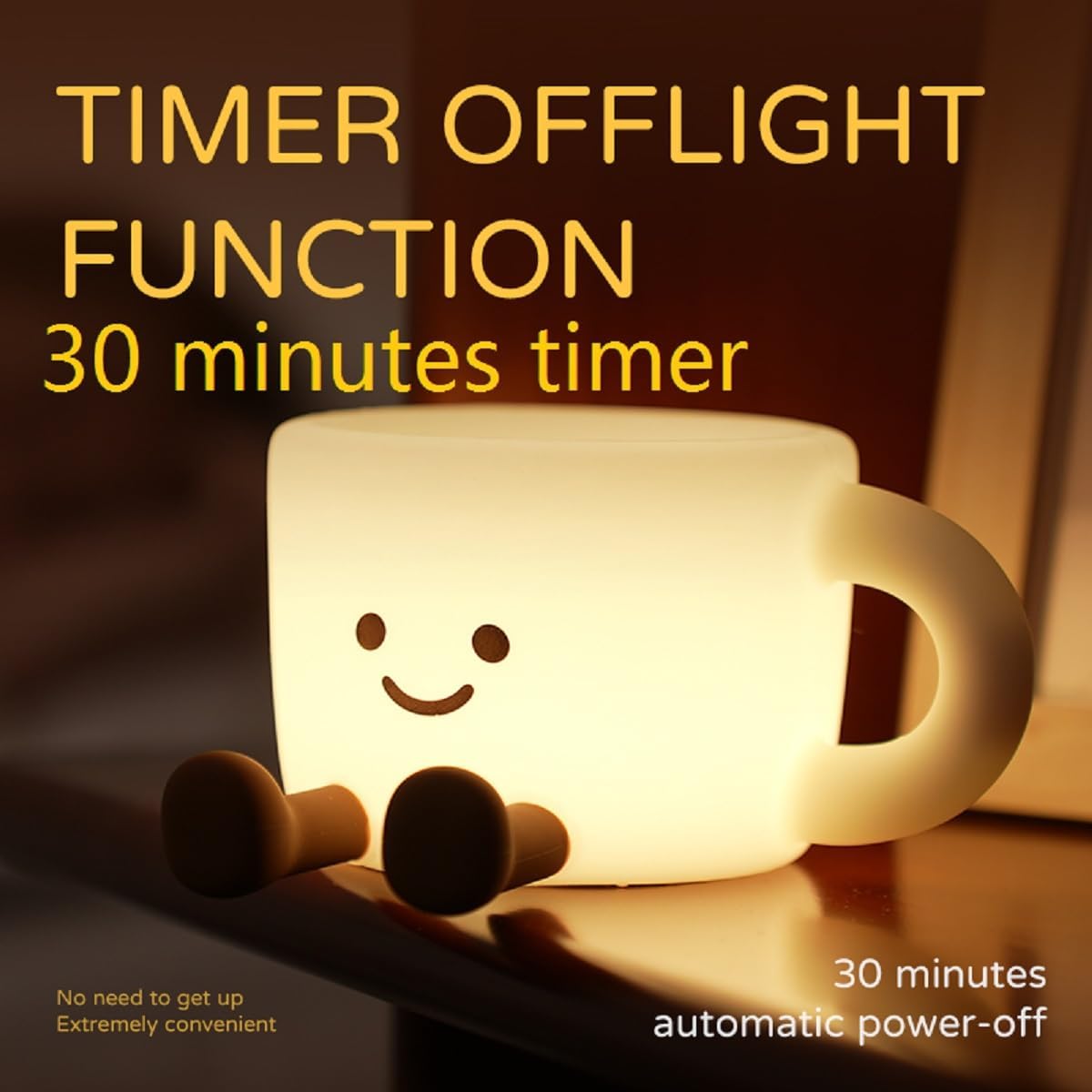 Coffee Cup Night Light,7 Colors Dimmable Bedside Lamp, Touch Control Night Lamp with 30 MinTimer for Kids Adults, Used for Camping Party Room Decor Thanksgiving Day Halloween Christmas Birthday Gifts