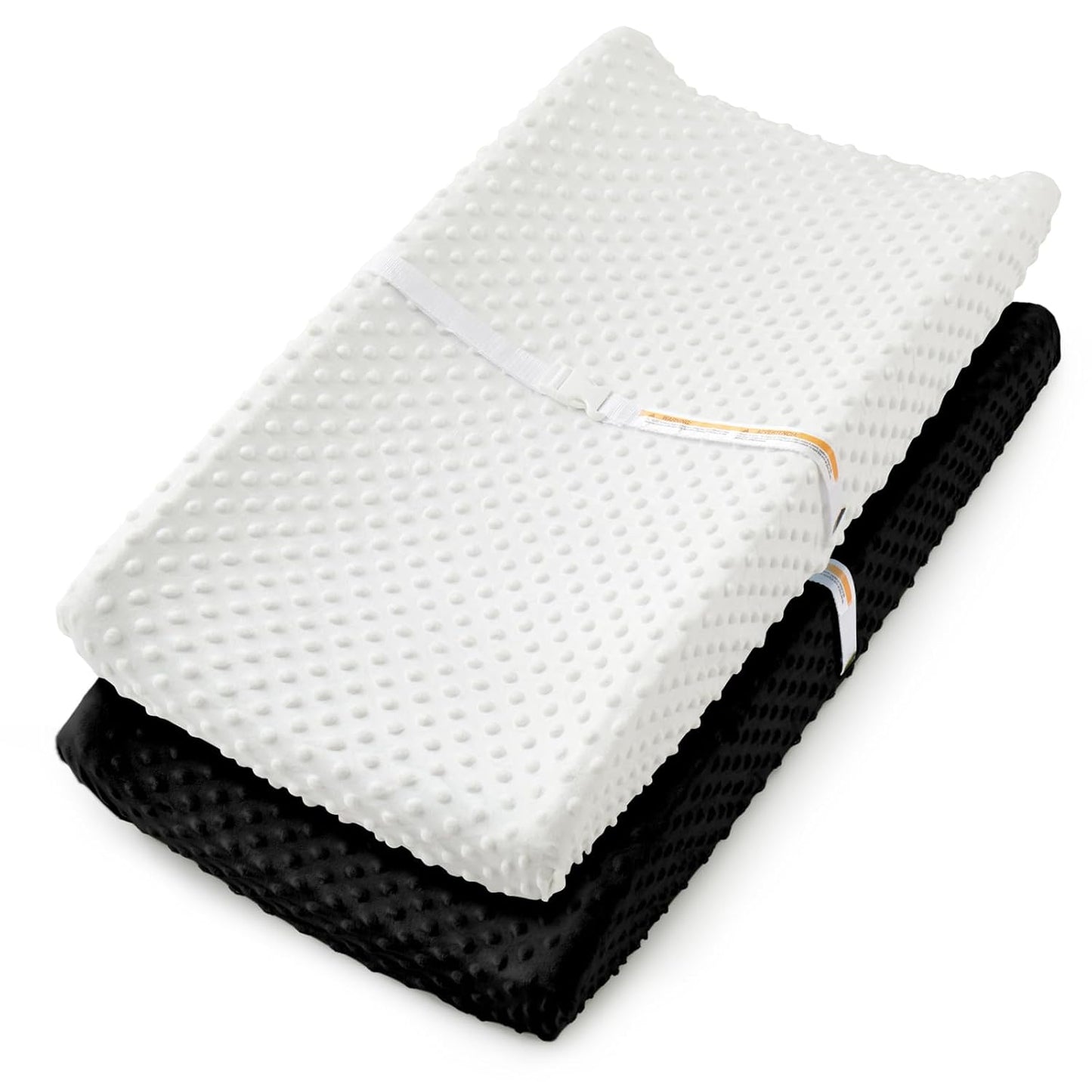 Homiest 2 Pack Changing Pad Cover, White + Black Changing Table Sheets, Ultra Soft Fleece Minky Dot Fabric, Breathable Comfortable Diaper Pad Cover for Girls and Boys, Machine Washable