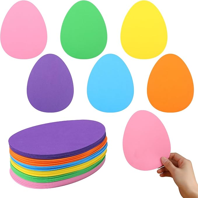Ireer 48 Pcs Large Foam Easter Egg Cutouts 6 Inch Colorful Bulletin Board Decor