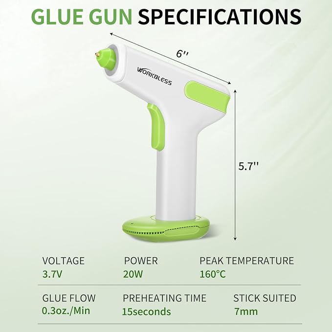 Cordless Hot Glue Gun 4V Fast Heat Continuous Flow Glue Stick Set | 2.9Ah