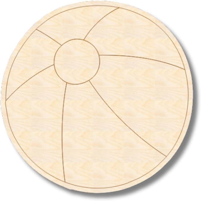 Unfinished Wood Etched Beach Ball Shape | Paint By Line Crafts | up to 30" DIY