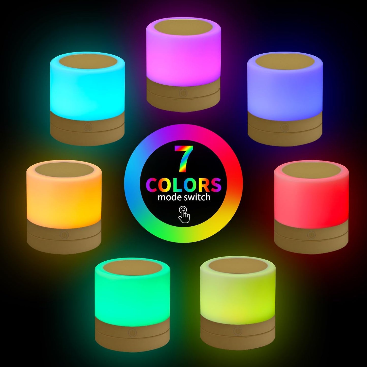 ERUN Nursery Night Light for Kids, USB Rechargeable Small Desk Lamp,13 RGB Colors & 4 Brightness & 1 Remote, Touch Bedside Cordless Table Lamp, Portable Night Lamp for Bedroom Living Room Home (Gold)