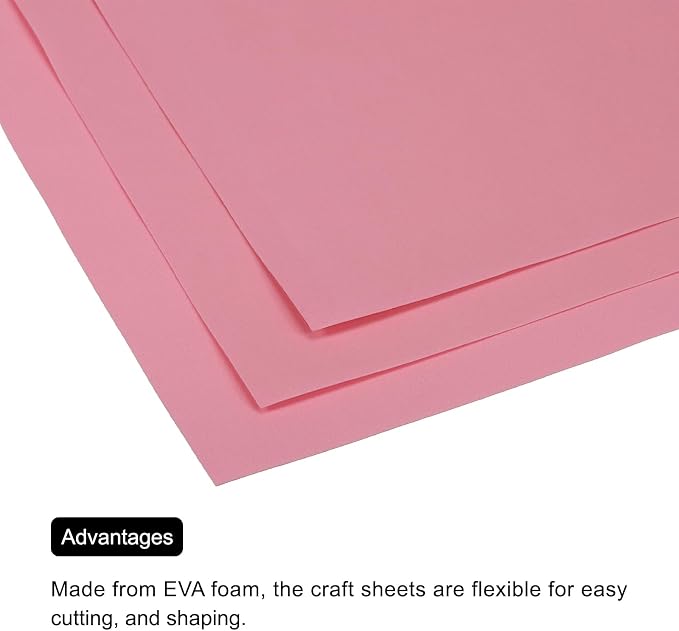 MECCANIXITY EVA Foam Sheets Light Pink 19.7 Inch x 19.3 Inch 1mm Thick Crafts