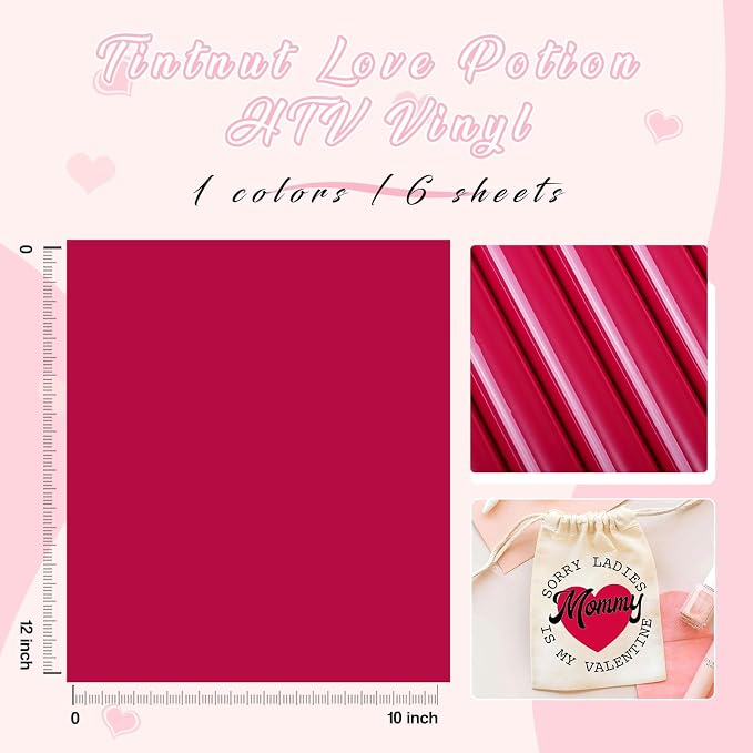 Tintnut Love Potion Red Heat Transfer Vinyl, easy cut & weed, stretch washable