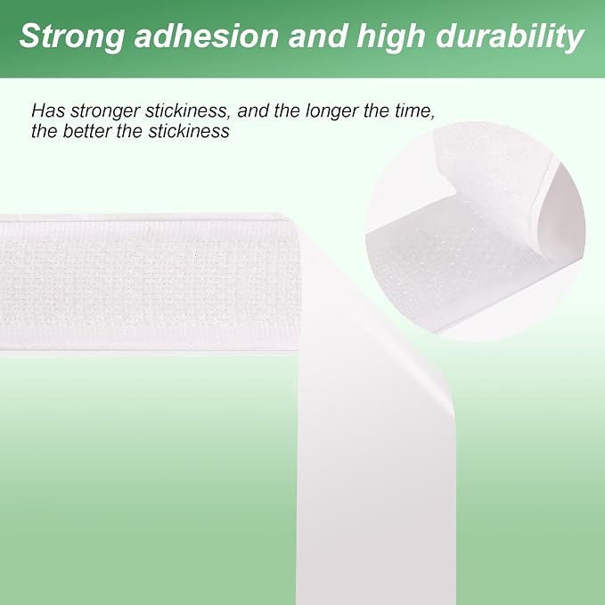 1''×41Ft White Heavy Duty Hook And Loop Tape Adhesive, No Punching Picture Wall