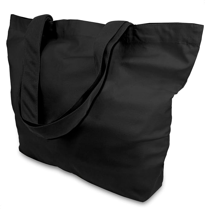 TOPDesign 12-Pack Super Strong Large 12oz Cotton Canvas Tote Bags, Reusable