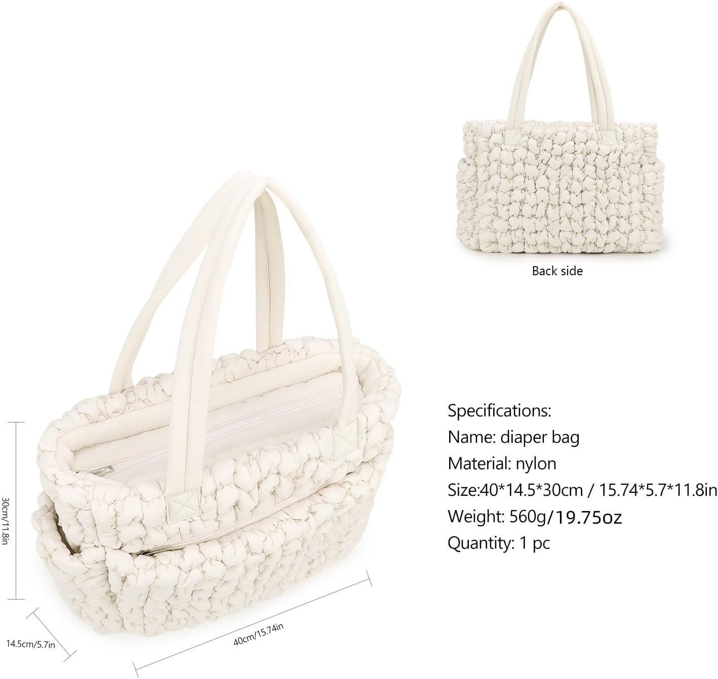 Lmbabter Puffer Quilted Tote Large Diaper Hobo Mommy Bag Hold 16“Laptop Stylish Cloud Handbag Carryall Daypack Travel Work