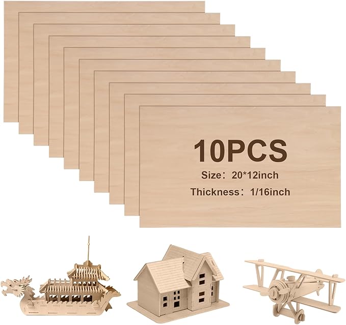 Sasylvia Balsa Wood Sheets 12 x 20 x 1/16 Inch Basswood Sheets