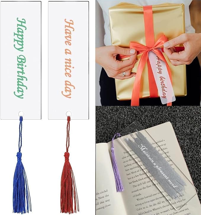 Clear Acrylic Bookmark, BetterJonny 30 Set Plastic Blank Book Page Mark