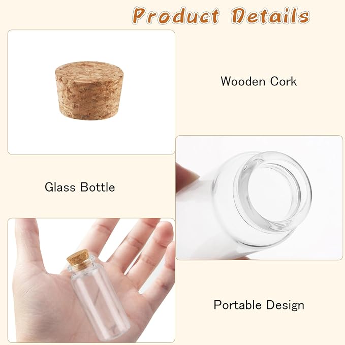 24 Pcs 30ml/1oz Glass Bottles Transparent Mini Glass Vials Empty Sample