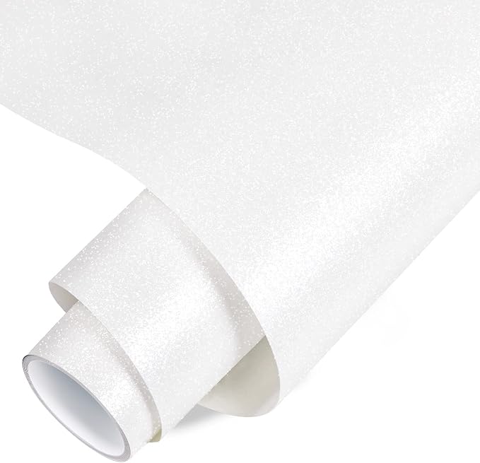 VINYL FROG Shimmer Adhesive Vinyl 12"x60" White Glitter Craft Permanent Vinyl
