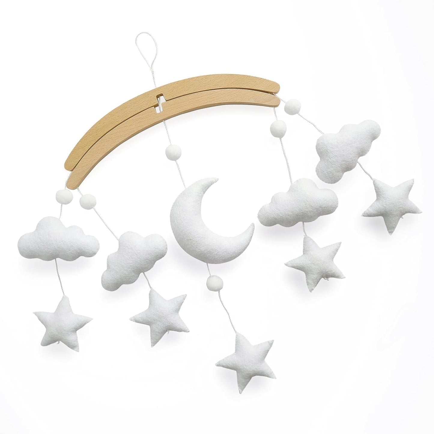 Sorrel + Fern Baby Crib Mobile (Moon, Cloud, & Stars) - Baby Shower Gift Nursery Decor Ceiling Mobile for Boys & Girls (Foldable)