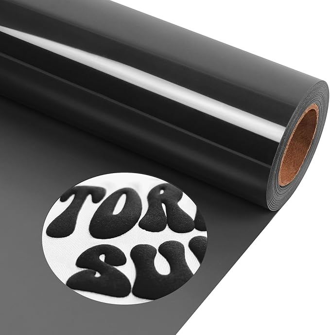 TORC Black Puff 3D HTV Vinyl Heat Transfer, Bags | Easy Cut & Weed | Compatible