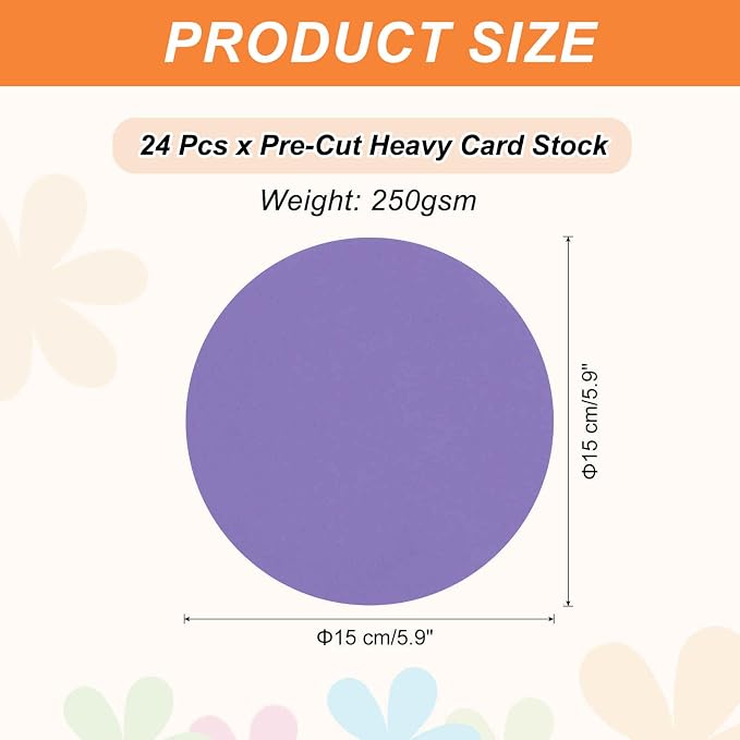 MECCANIXITY 24 Pcs Circle Card Stock, 5.9 Inch Round Cutouts Paper Thick