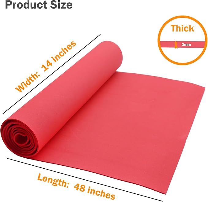 EVA Foam Roll | High Density 85kg/m3 | 2mm Thick | 48"x14" | Ideal