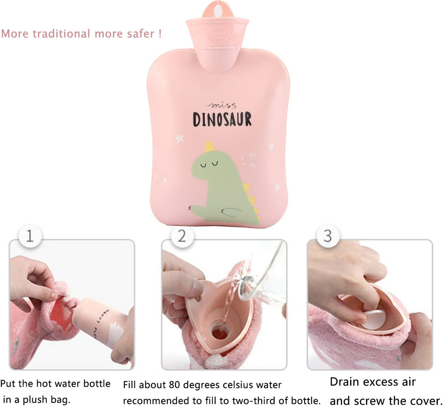 Hot Water Bag,Hot Water Bottle with Waist Cover Cartoon Warm Water Pouch for Neck and Shoulder, Back,Hand, Legs, Waist Warm