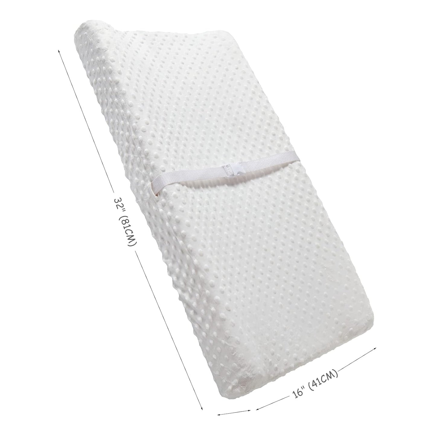 Solid Changing Table Pad Cover Cradle Sheet, Fits 32"/34''x16" Contoured Diaper Changing Pad, Ultra Soft Cozy Minky Dots Plush Changing Table Covers, Breathable Wipeable Removable (White)